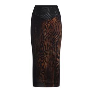 Jean Paul Gaultier Women Jean Paul Gaultier Wood-Pattern Draped Long Skirt